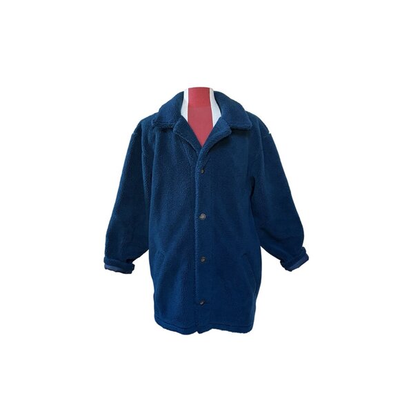 Vintage 90s L.L.Bean Teddy Bear Coat Plush Fleece Men's Tall Large Made In USA - Picture 9 of 12